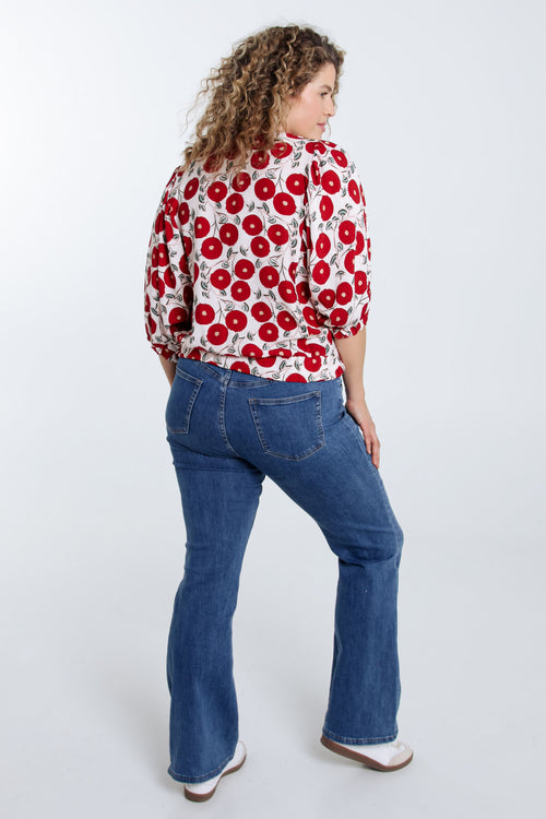 Blusenshirt mit Blumenmuster-Paprika-2