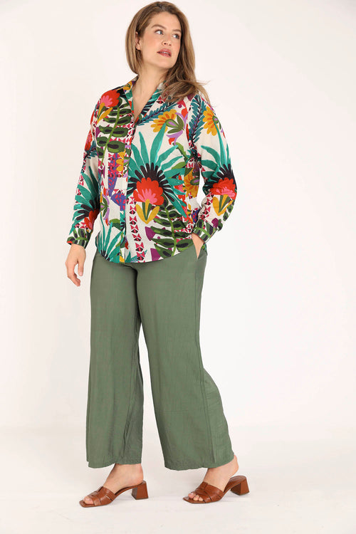 Bedruckte Baumwollbluse mit tropischem Muster-Paprika-9