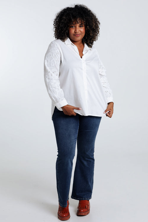 Chemise en coton avec manches brodées-Paprika-8