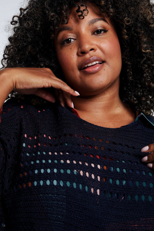 Kurzer, unifarbener Pullover aus Viskose-Paprika-5