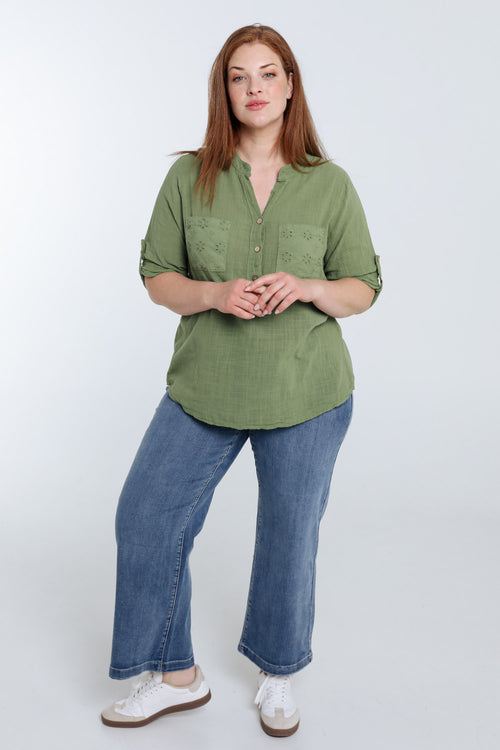 Bluse aus einfarbigem Baumwollvoile-Paprika-9