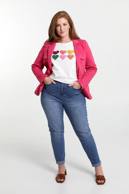 Halblanger, unifarbener Blazer mit 4 Knöpfen-Paprika-9