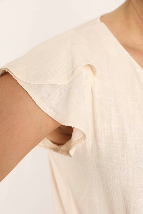 Einfarbige Bluse aus Viskose und Leinen-Paprika-4