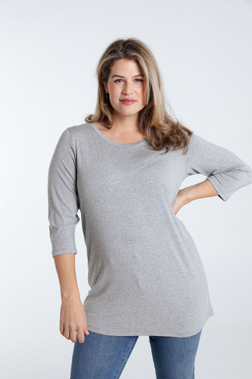 Einfaches, einfarbiges Viskose-T-Shirt-Paprika-3