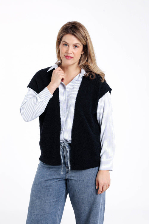 Ärmellose Strickweste aus einfarbigem Bouclé-Strick-Paprika-2