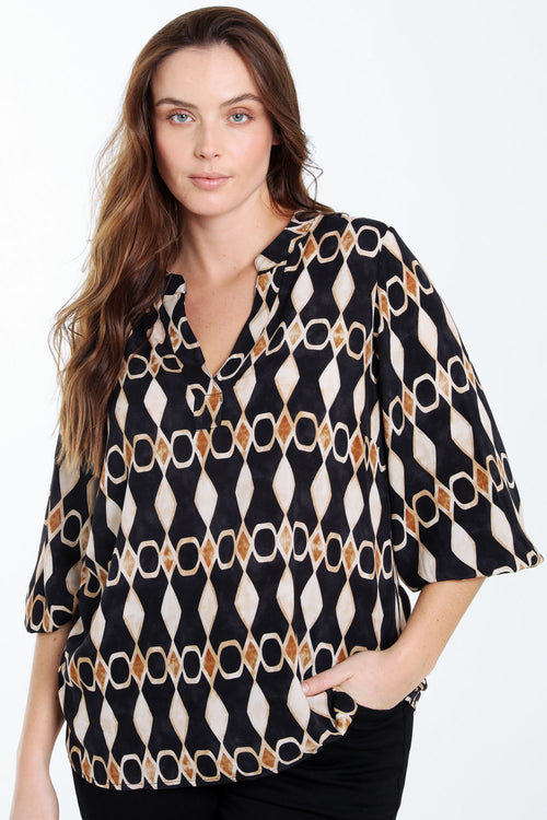 Bluse aus Viskose mit grafischem Print-Paprika-3