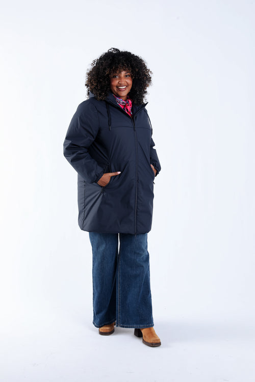 Leichter einfarbiger Midilanger Parka-Paprika-9