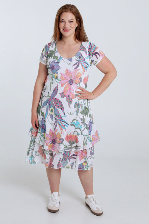 Kleid aus Baumwoll-Gaze mit Blumenmuster-Paprika-8