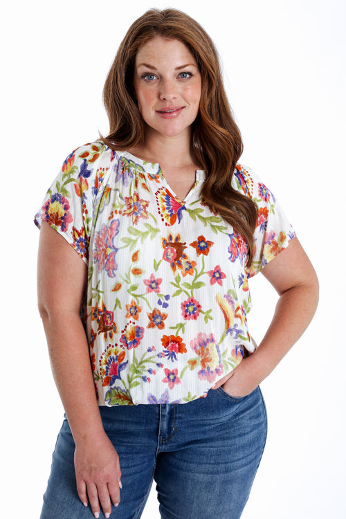 Bluse aus bedruckter Viskose mit Lurex-Paprika-1