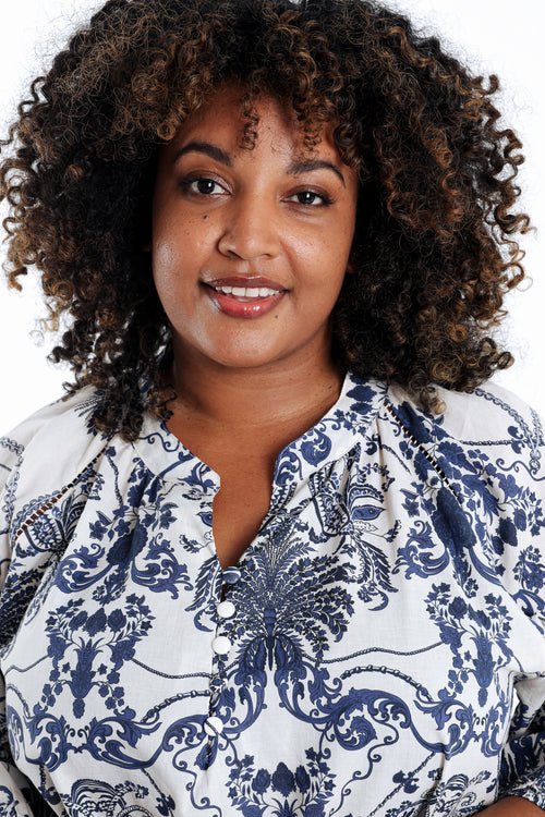 Bluse aus Baumwolle mit floralem Druck-Paprika-3