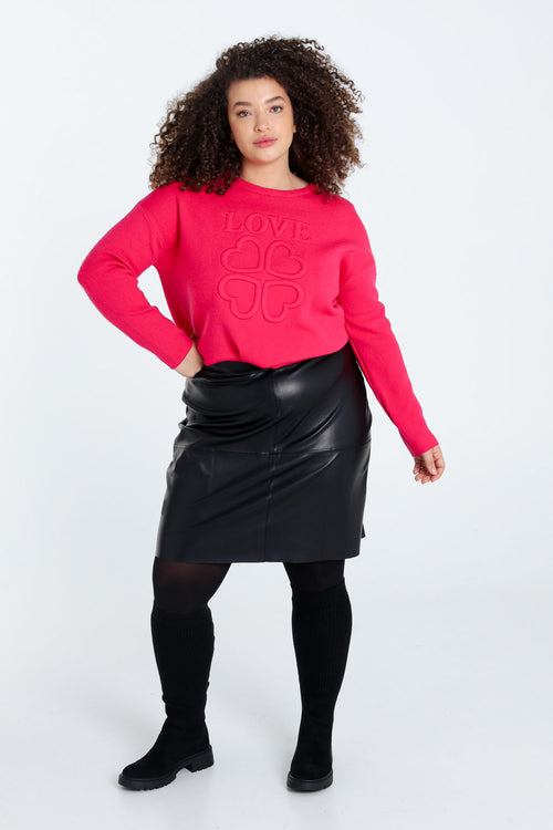 Jupe courte en faux cuir unie-Paprika-8