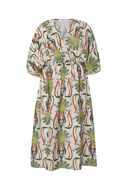 Lange Kleid aus bedruckter Viskose mit Blumenmuster-Paprika-10