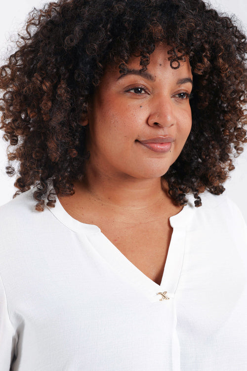 Blouse unie détail bijoux-Paprika-6