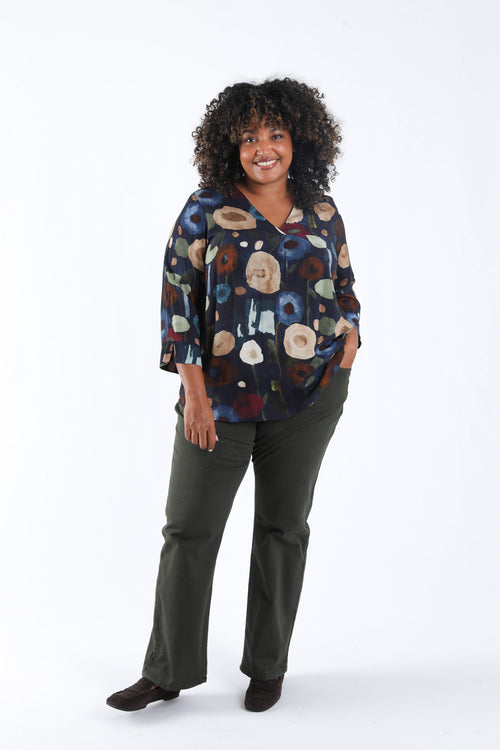 Bluse aus Viskose mit Mohnblumenmuster-Paprika-5