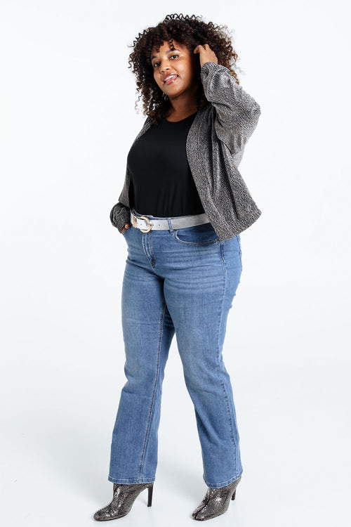 Kurze, unifarbene Bomberjacke mit Lurex-Paprika-8