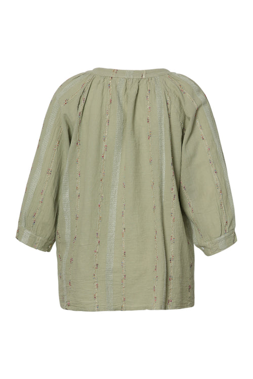 Ein einfarbiges Baumwollbluse mit mehrfarbigem Detail-Paprika-11