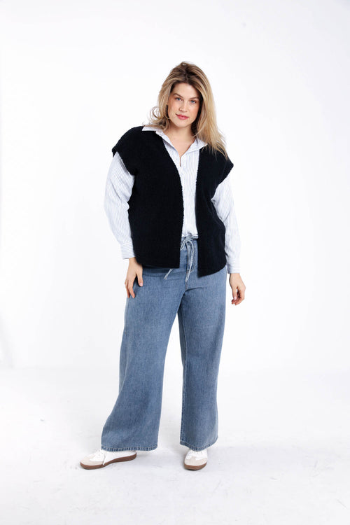 Ärmellose Weste aus einfarbigem Bouclé-Strick-Paprika-9