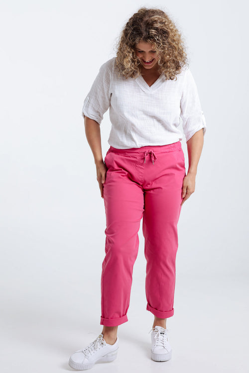 Unifarbene 7/8-Chinohose mit locker geschnittenen Hosenbeinen-Paprika-7