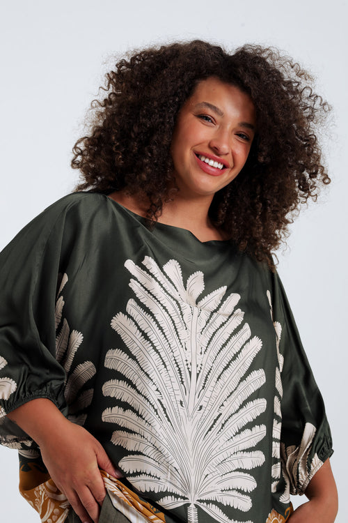 Bluse aus Viskose mit Palmenmuster-Paprika-5