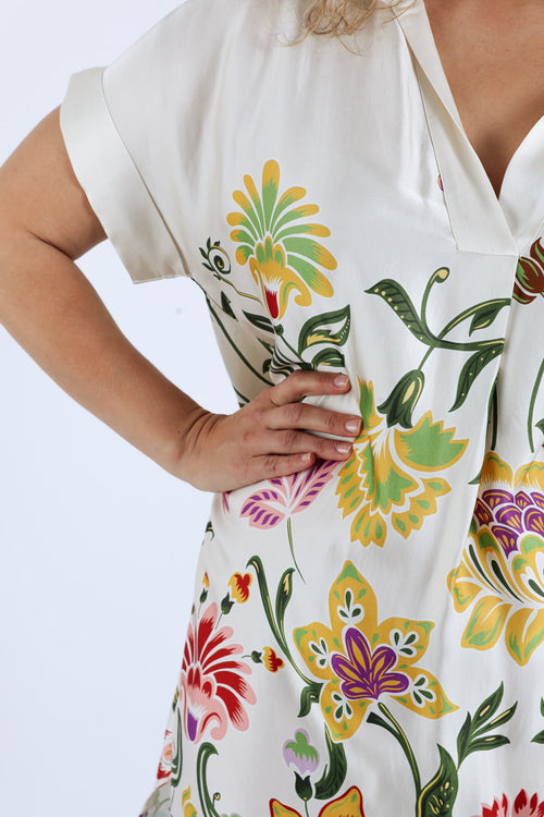 Kleid aus Viskose mit floralem Druck-Paprika-5