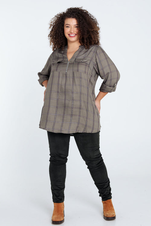 Chemise à carreaux en viscose-Paprika-9