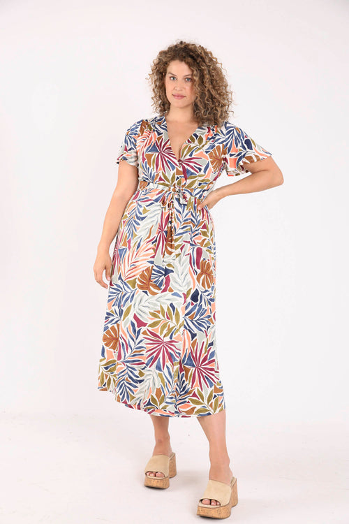 Bedrucktes Wickelkleid mit Blumenmuster-Paprika-6