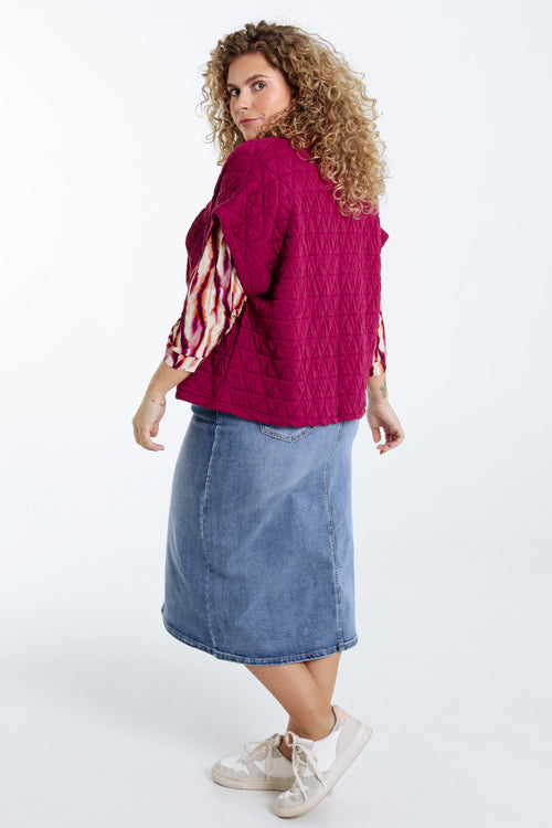Wattierte einfarbige Kimono-Jacke-Paprika-7