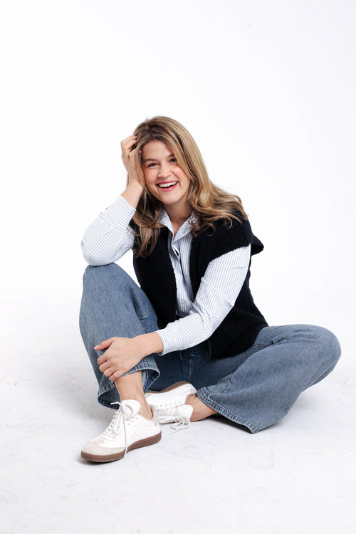 Ärmellose Weste aus einfarbigem Bouclé-Strick-Paprika-8