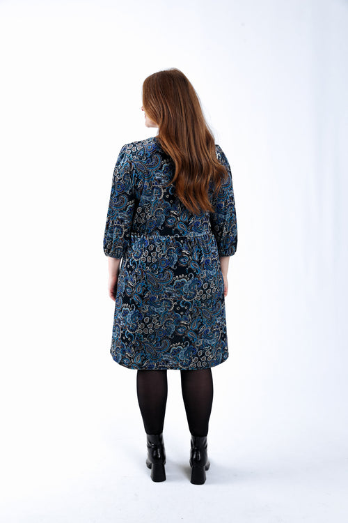 Kleid aus Samt mit Paisley-Muster-Paprika-2