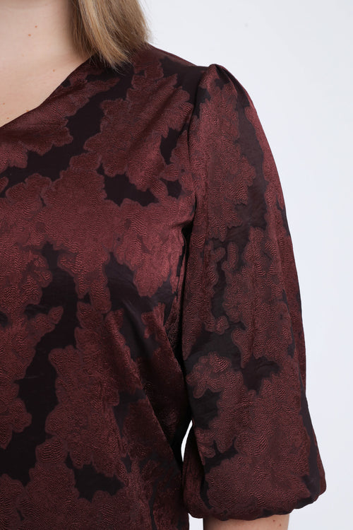 Blouse effet dentelle dessin floral-Paprika-4