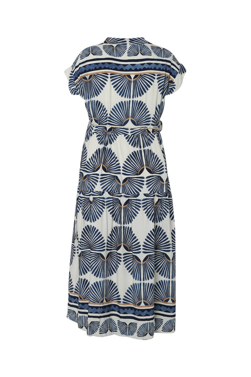 Langarmkleid aus bedruckter Viskose mit Blattmuster-Paprika-11