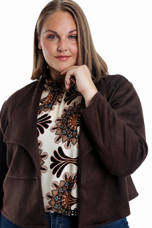 Jacke aus einfarbigem Wildlederimitat-Paprika-3