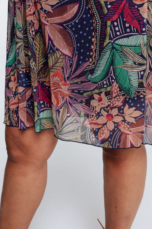 Kurzes Plisseekleid mit Aufdruck-Paprika-6