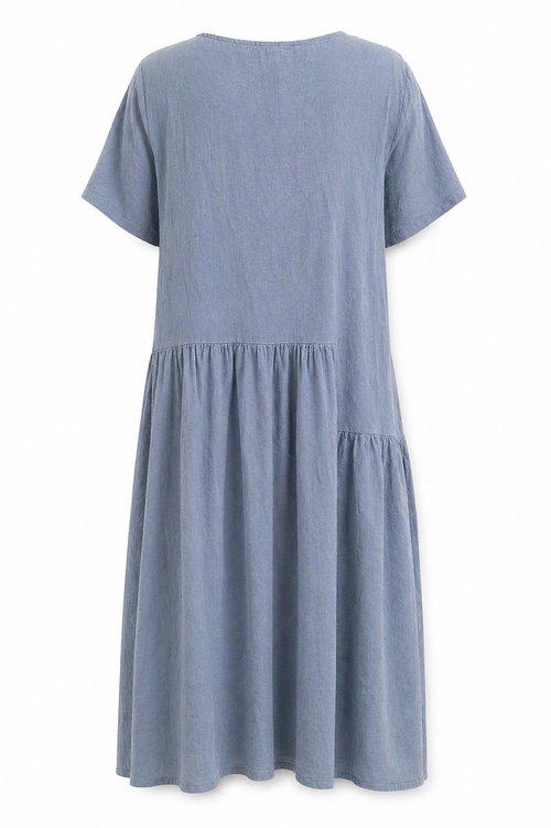Einfarbiges Kleid aus Baumwollgaze-Paprika-2