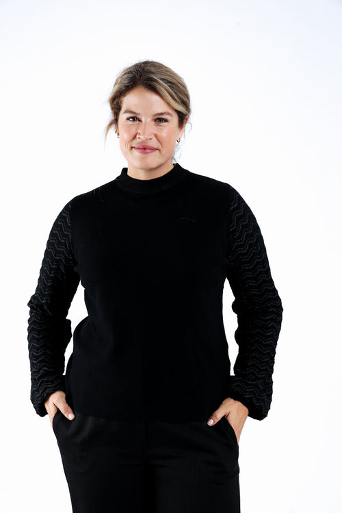 Uni-Pullover mit Chevron-Ärmeln-Paprika-1