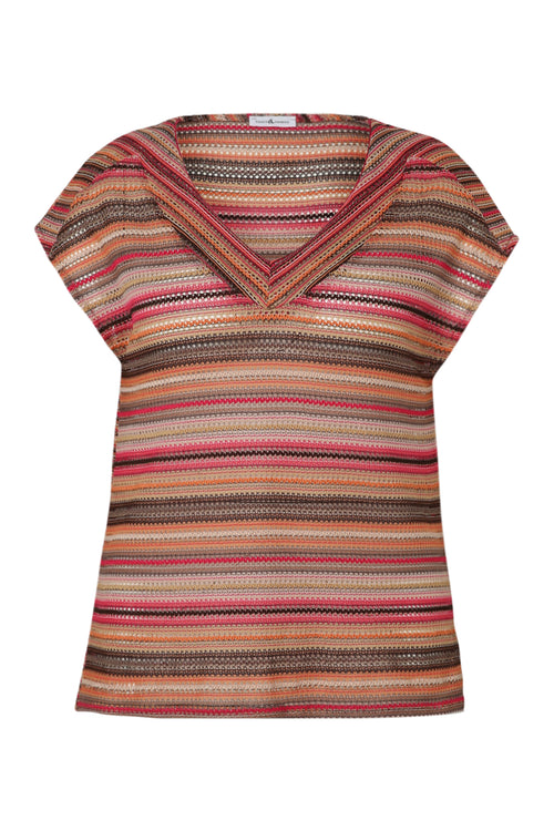 Gestreiftes Spitzen-T-Shirt-Paprika-10