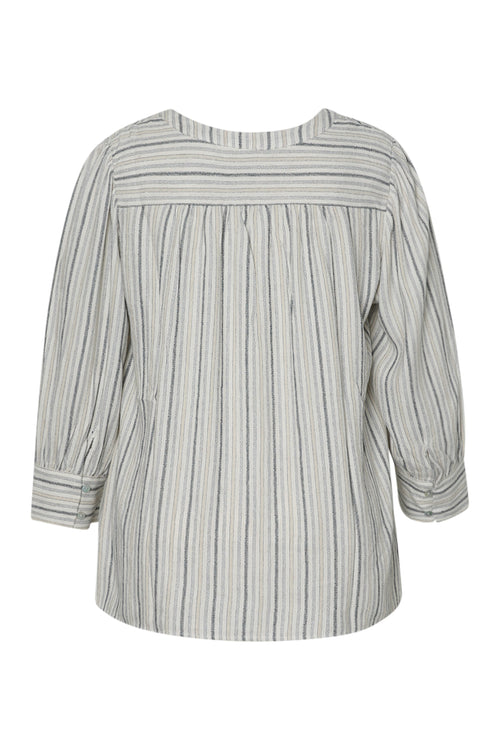 Bluse aus gestreiftem Viskose-Leinen-Paprika-9