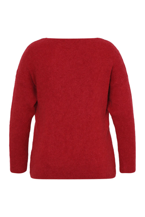 Pullover mit einfarbiger Alpakawolle-Paprika-8