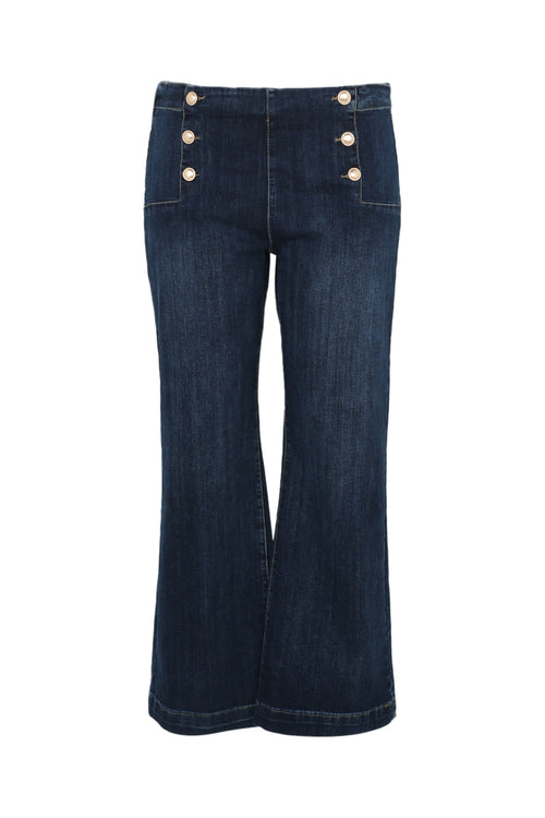 Unifarbene Palazzojeans mit Schlag und 6 goldfarbenen Knöpfen-Paprika-9