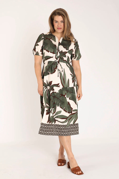 Kleid aus Viskose mit Blattmuster-Paprika-9