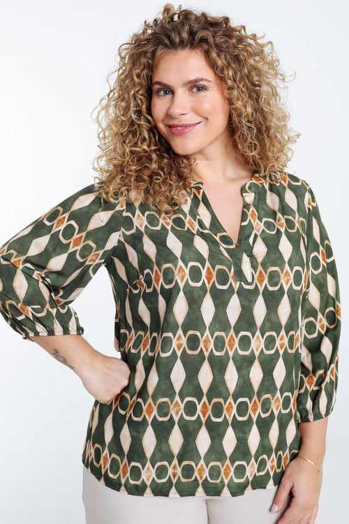 Bluse aus Viskose mit grafischem Print-Paprika-2