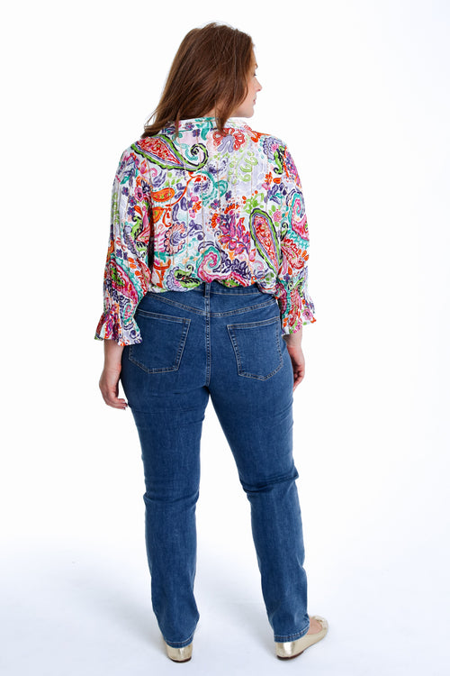Blouse en viscose imprimé cachemire avec lurex-Paprika-2