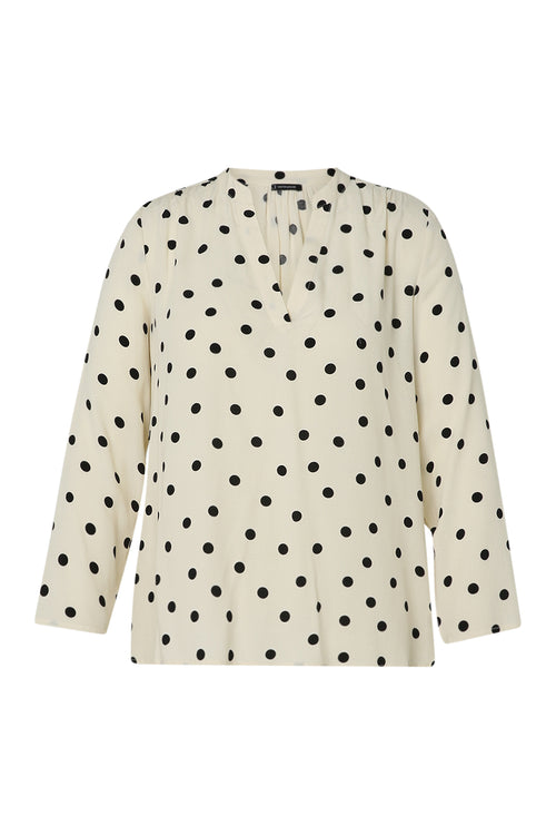 Bluse aus bedruckter Viskose mit Punkten-Paprika-10