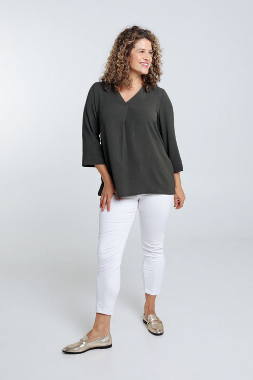 Locker geschnittene, unifarbene Bluse-Paprika-9