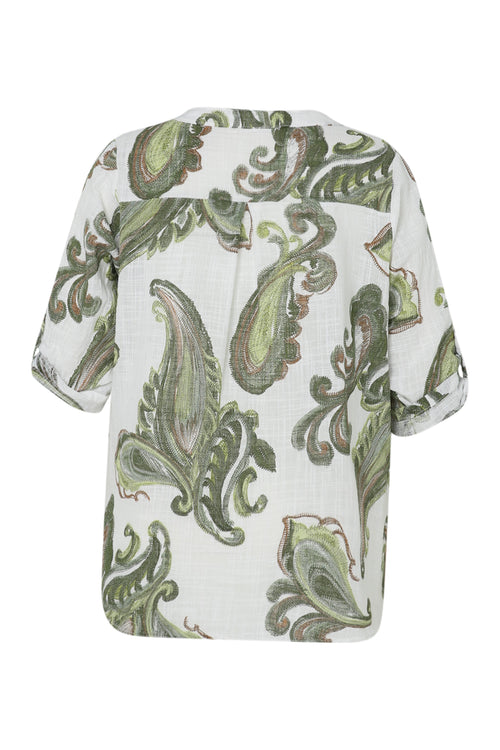 Bluse aus bedrucktem Baumwollvoile mit Paisleymuster-Paprika-11