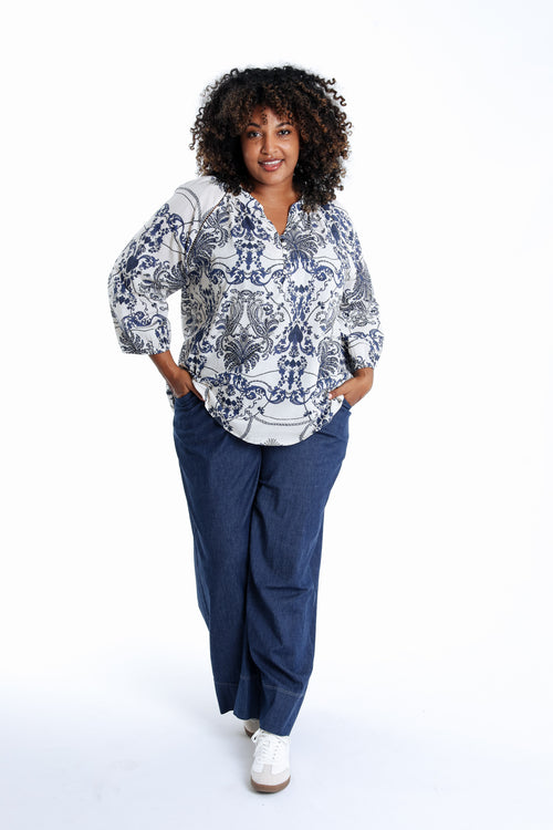 Bluse aus Baumwolle mit floralem Druck-Paprika-9