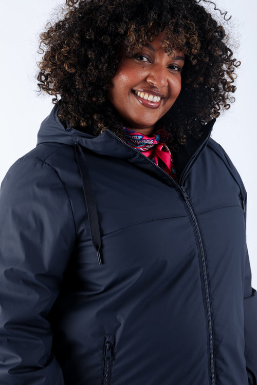 Leichter einfarbiger Midilanger Parka-Paprika-4