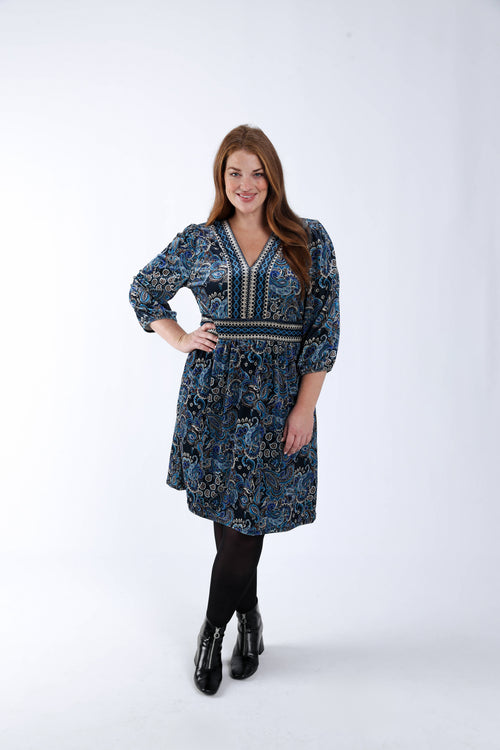 Kleid aus Samt mit Paisley-Muster-Paprika-8