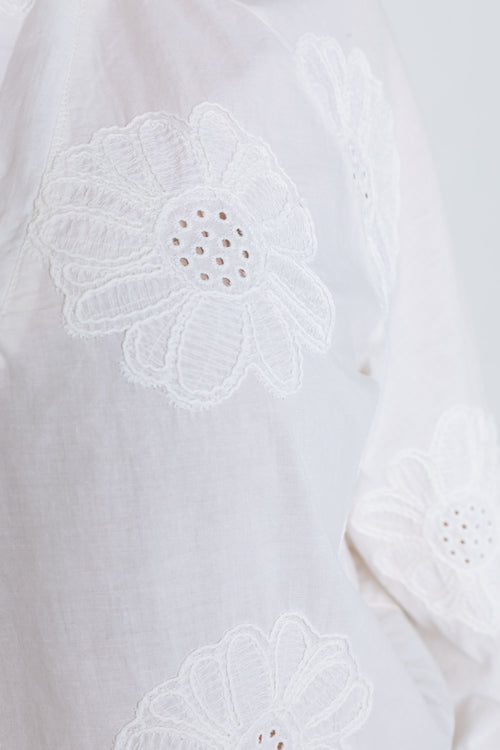Bluse aus einfarbiger Baumwolle mit Stickereiblumen-Paprika-4