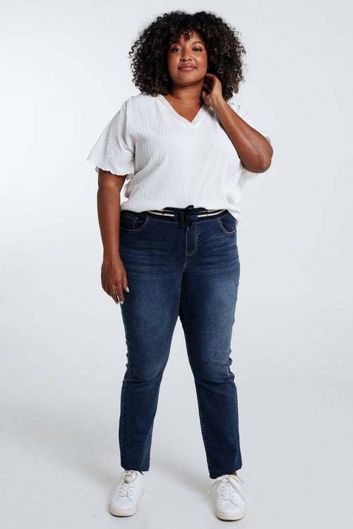 Unifarbene Slim-Fit-Jeansjeggings „Lolly“ L32 mit Netzgürtel-Paprika-7